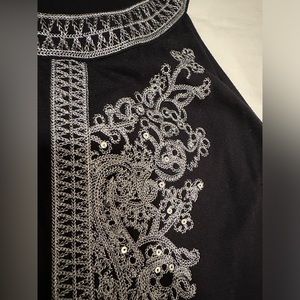 INC Halter Silver Embroidered Dress